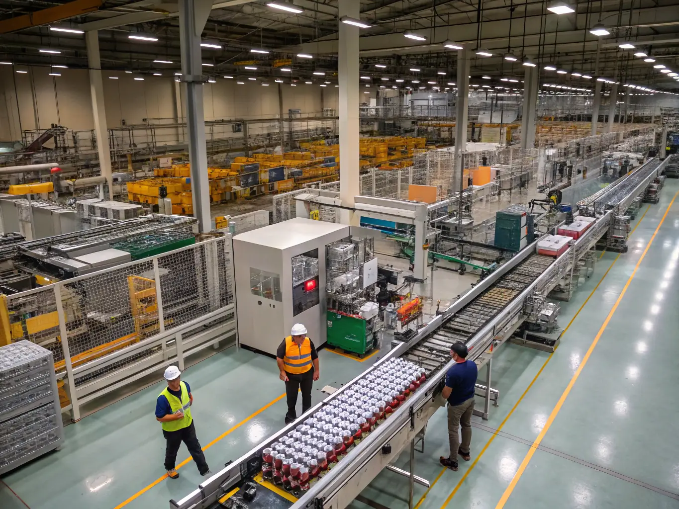 An image depicting a manufacturing line where AI models are used to detect defects in products, highlighting Artilligen's quality control solutions.